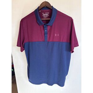 Under Armour Mens XL Two-Tone Maroon & Navy Performance Polo Shirt
